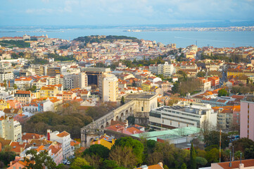 Fototapete - Lisbon aerial view skyline cityscape