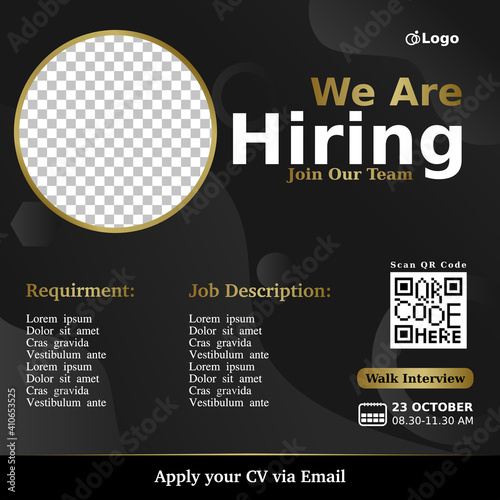 Job Vacancy Modern Luxury Template We Are Hiring Job Vacancy Social Media Content With Qr Code Concept Stock Vector Adobe Stock