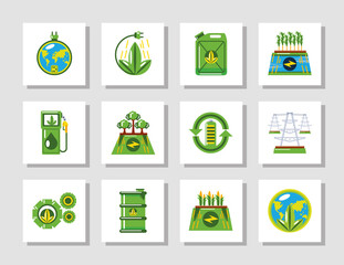 Wall Mural - renewable energy green ecology environmental icons