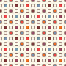 Repeated Bright Squares Abstract Background. Minimalist Seamless Pattern With Geometric Ornament. Checkered Wallpaper.