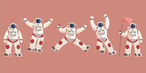 Wall Mural - space explorer, cosmonaut or astronaut in spacesuit characters