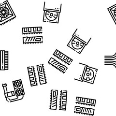 Poster - Computer Technology Seamless Pattern Vector Thin Line. Illustrations