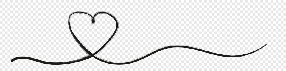 Hand drawn heart line art banner background transparent isolated