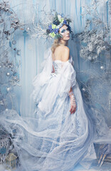 model portrait as snow queen