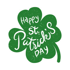 Wall Mural - happy saint patricks day lettering in clover leafs