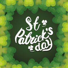 Wall Mural - happy saint patricks day lettering with clovers leafs frame