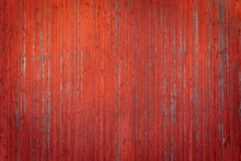 Red Barn Wall In The Evening Sun.