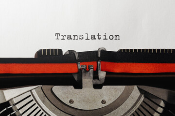 Aufkleber - Text Translation typed on retro typewriter
