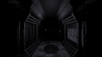 Wall Mural - empty spaceship corridor. 3d rendering. seamless loop