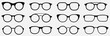 Glasses icon concept. Glasses icon set. Vector graphics isolated on white background. Glasses hipster frame set, fashion black plastic rims, round geek style retro nerd glasses. Vector sun glasses set
