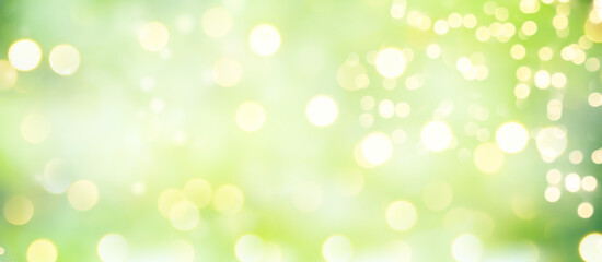 Wall Mural - green bokeh background - christmas, spring banner, panorama
