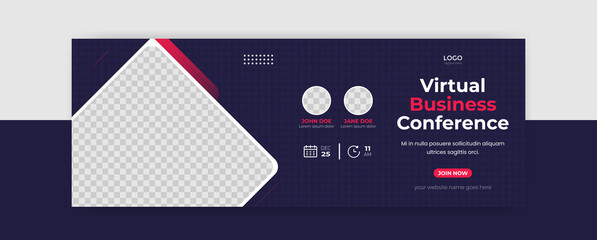 Wall Mural - webinar virtual online business facebook conference cover banner template social media post