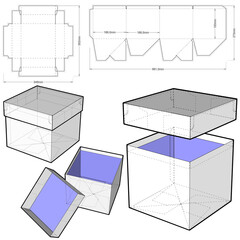 Wall Mural - Folding Box (Internal measurement 16.6x16.6x15 cm) and Die-cut Pattern. EPS file is fully scalable. Prepared for real cardboard production.