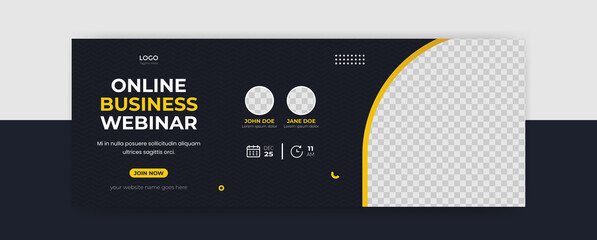 Wall Mural - webinar virtual online business facebook conference cover banner template social media post