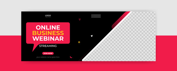 Wall Mural - webinar virtual online business facebook conference cover banner template social media post