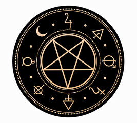 Sticker - mystical symbols around the pentagram