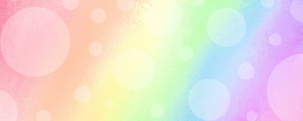 Wall Mural - Rainbow background with texture and gradient colors, pretty springtime banner in pastel colors and white bokeh lights or circle shapes