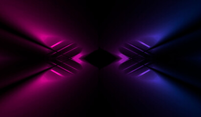 Wall Mural - abstract blue background with neon rays, flashes of light, faces, lines. cosmic abstract background 