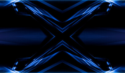 Wall Mural - dark abstract futuristic background. neon lines, glow. neon lines, shapes. pink and blue glow