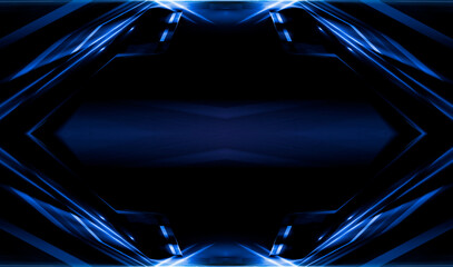 Wall Mural - dark abstract futuristic background. neon lines, glow. neon lines, shapes. pink and blue glow