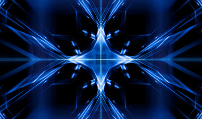 Wall Mural - dark abstract futuristic background. neon lines, glow. neon lines, shapes. pink and blue glow