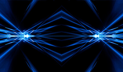 Wall Mural - dark abstract futuristic background. neon lines, glow. neon lines, shapes. pink and blue glow
