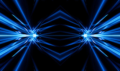 Wall Mural - dark abstract futuristic background. neon lines, glow. neon lines, shapes. pink and blue glow