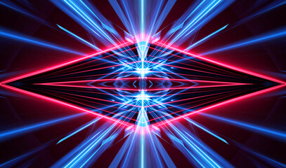 Wall Mural - Dark abstract futuristic background. Neon lines, glow. Neon lines, shapes. Pink and blue glow