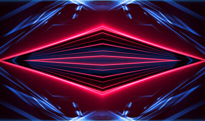 Wall Mural - dark abstract futuristic background. neon lines, glow. neon lines, shapes. pink and blue glow