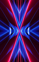 Wall Mural - dark abstract futuristic background. neon lines, glow. neon lines, shapes. pink and blue glow