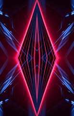 Wall Mural - Dark abstract futuristic background. Neon lines, glow. Neon lines, shapes. Pink and blue glow