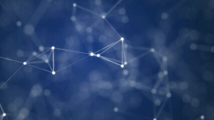 Animation of the business data network with stock numbers and charts, beautiful blue video. 4k video.