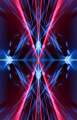 Wall Mural - dark abstract futuristic background. neon lines, glow. neon lines, shapes. pink and blue glow