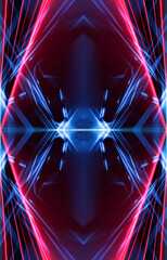 Wall Mural - Dark abstract futuristic background. Neon lines, glow. Neon lines, shapes. Pink and blue glow