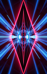Wall Mural - dark abstract futuristic background. neon lines, glow. neon lines, shapes. pink and blue glow