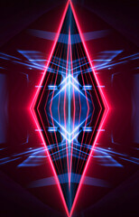 Wall Mural - dark abstract futuristic background. neon lines, glow. neon lines, shapes. pink and blue glow