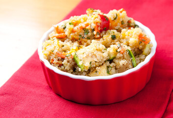 Poster - gluten free vegetarian salad made with quinoa and fresh heirloo