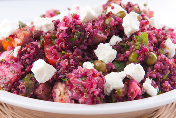 Wall Mural - beet salad and quinoa and chicken. A protein rich, healthy meal