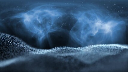 futuristic space. seascape waves landscape with mystic clouds animation background.