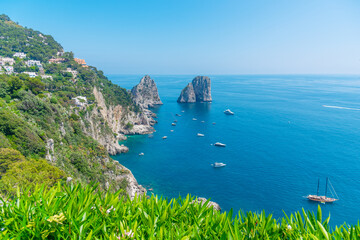 Wall Mural - World famous Capri sea stacks on a clear day