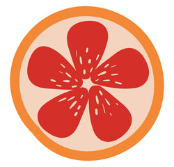 Sticker - Grapefruit in half, illustration, vector on white background.