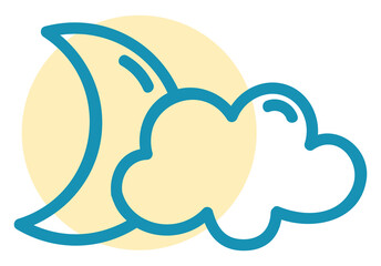 Poster - Moon with clouds, illustration, vector on white background.