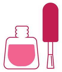 Poster - Pink nailpolish, illustration, vector on white background.