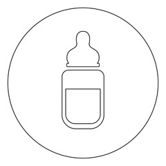 Sticker - Baby bottle, illustration, vector on white background.