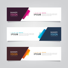 Fototapete - Vector abstract web banner design template. Collection of web banner template. Abstract geometric web design banner template isolated on grey background. Header - landing page Web Design Elements