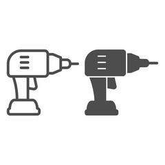 Poster - Electric drill line and solid icon, labour day concept, Screwdriver sign on white background, hand drill icon in outline style for mobile concept and web design. Vector graphics.