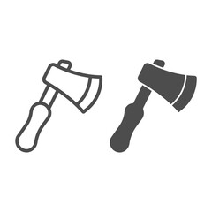 Poster - Ax line and solid icon, labour day concept, tool for chopping wood sign on white background, Axe icon in outline style for mobile concept and web design. Vector graphics.