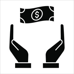 Wall Mural - Save money icon, salary money, Hand holding dollar vector illustration on white background. eps 10