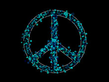 Abstract Peace Symbol On Black Background, Illustration Image
