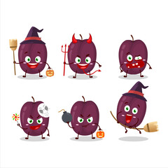 Canvas Print - Halloween expression emoticons with cartoon character of plum